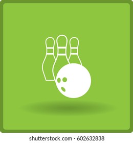 Das Bowlingsymbol. Spielsymbol. Flaches Vektorgrafik
