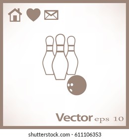 The bowling icon. Game symbol. Flat Vector illustration