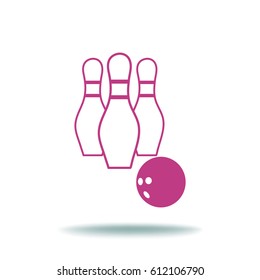 El ícono de la bolera. Símbolo de juego. Ilustración de vector plano