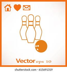 The bowling icon. Game symbol. Flat Vector illustration
