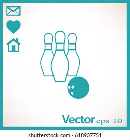 El ícono de la bolera. Símbolo de juego. Ilustración de vector plano