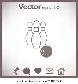 The bowling icon. Game symbol. Flat Vector illustration