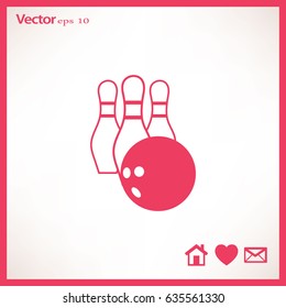 The bowling icon. Game symbol. Flat Vector illustration