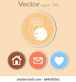 El ícono de la bolera. Símbolo de juego. Ilustración de vector plano