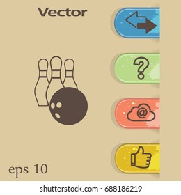 The bowling icon. Game symbol. Flat Vector illustration