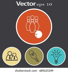 The bowling icon. Game symbol. Flat Vector illustration