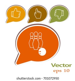 The bowling icon. Game symbol. Flat Vector illustration