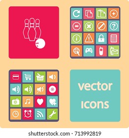 The bowling icon. Game symbol. Flat Vector illustration