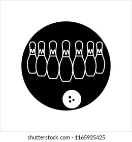 Bowling Icon, Bowling Game Vector Art Illustration