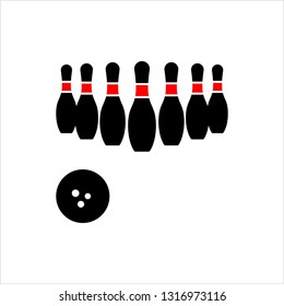 Bowling Icon, Bowling Game Vector Art Illustration