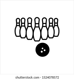 Bowling Icon, Bowling Game Vector Art Illustration