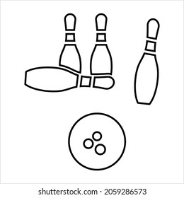 Bowling Icon, Bowling Game Vector Art Illustration