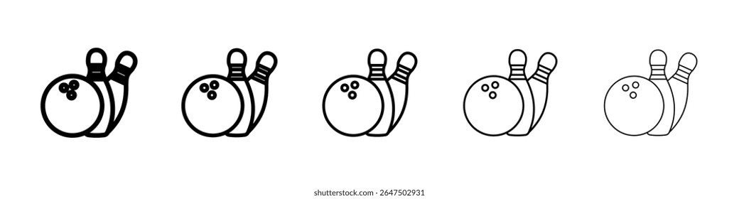 Bowling icon graphic set. trendy stroke line style