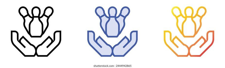 bowling icon. Linear, Blue Fill and Gradient Style Design Isolated On White Background