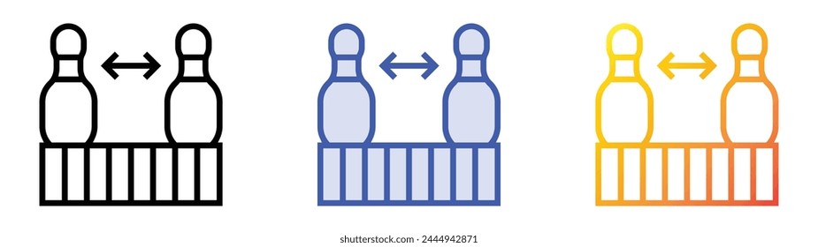 icono de bolos. Diseño de estilo de relleno lineal, azul y degradado aislado sobre fondo blanco