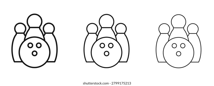 Bowling icon in linear versions. Editable line
