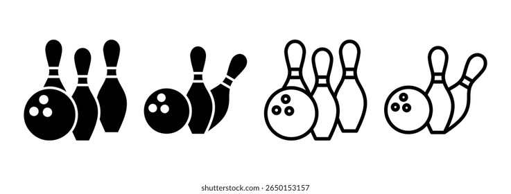 Ícone de boliche logotipo design. bola de boliche e pin sinal e símbolo.