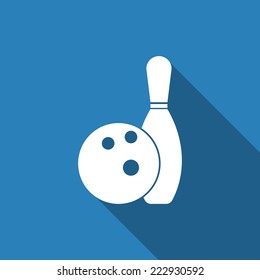 bowling icon with long shadow 