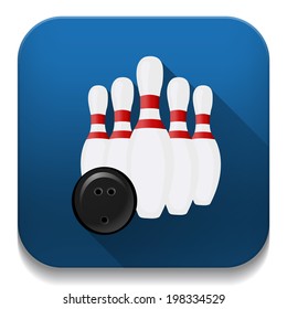 bowling icon With long shadow over app button