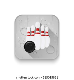 bowling icon With long shadow over app button