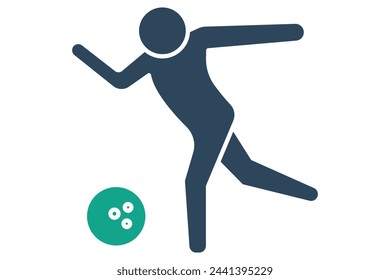 bowling icon, man playing bowling. icon related to sport, gym. solid icon style. element illustration.