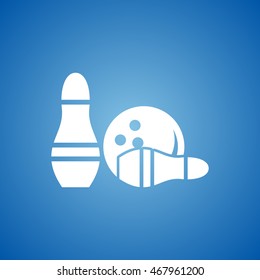 Bowling Icon on blue color.