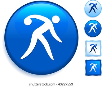Bowling Icon on Internet Button Original Vector Illustration