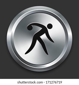 Bowling Icon on Metallic Button Collection
