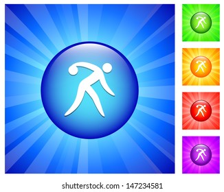 Bowling Icon on Round Button with Blue Glow