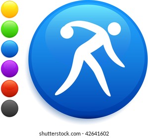 bowling icon on round internet button original vector illustration 6 color versions included