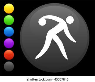 bowling icon on round internet button original vector illustration 6 color versions included