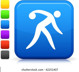 Bowling icon on square internet button  Six color options included.
