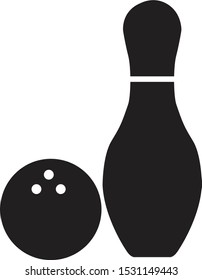 bowling icon on white background. flat style. Bowling pins with ball icon for your web site design, logo, app, UI. bowling game round ball black sign. 
