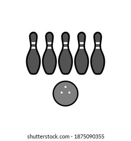 Bowling icon on white background. Vector illustration in flat cartoon design. 