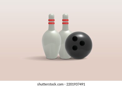 Bowling icon on white background. 3d vector illustration design.