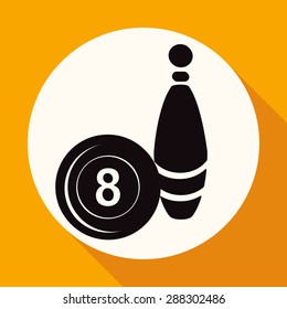 Bowling icon on white circle with a long shadow