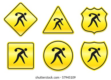 Bowling Icon on Yellow Designs Original Illustration