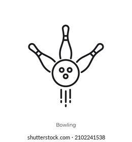 Bowling icon. Outline style icon design isolated on white background