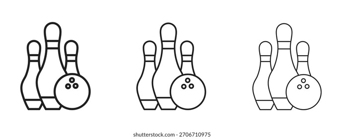 Bowling icon with outline style, vector illustration designs