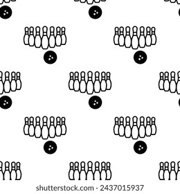 Bowling Icon Seamless Pattern, Bowling Game, Indoor Icon Vector Art Illustration