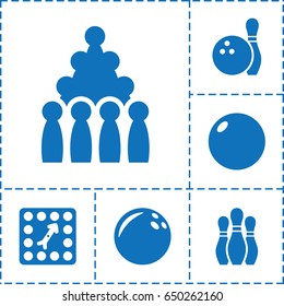 Bowling icon. set of 6 bowling filled icons such as