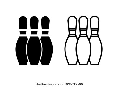 Bowling icon set. bowling ball and pin icon. bowling pins