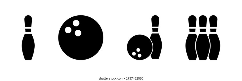 Bowling icon set. bowling ball and pin icon. bowling pins