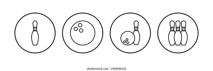 Bowling icon set. bowling ball and pin icon. bowling pins