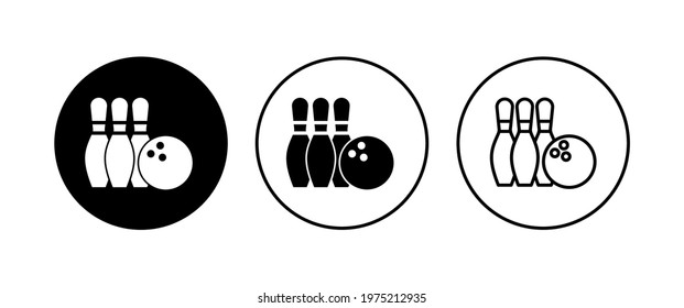Bowling icon set. bowling ball and pin icon. bowling pins