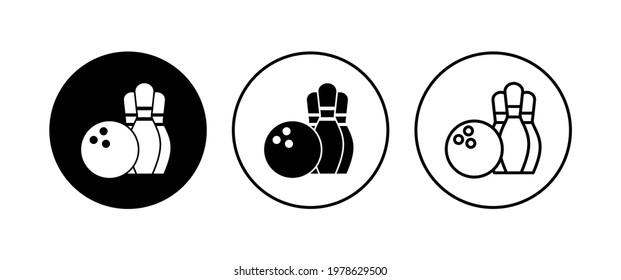 Bowling icon set. bowling ball and pin icon. bowling pins