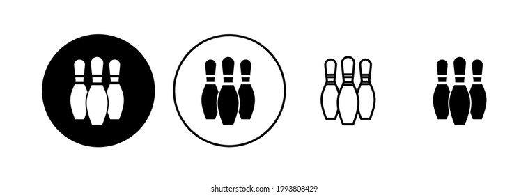 Bowling icon set. bowling ball and pin icon. bowling pins