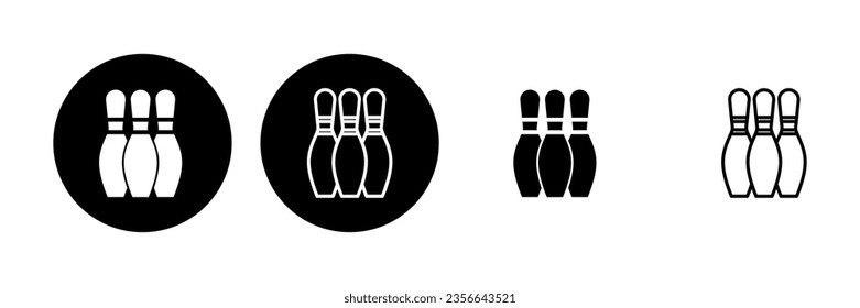 Juego de iconos de bolos. bola de bolos e icono de pin. boliche