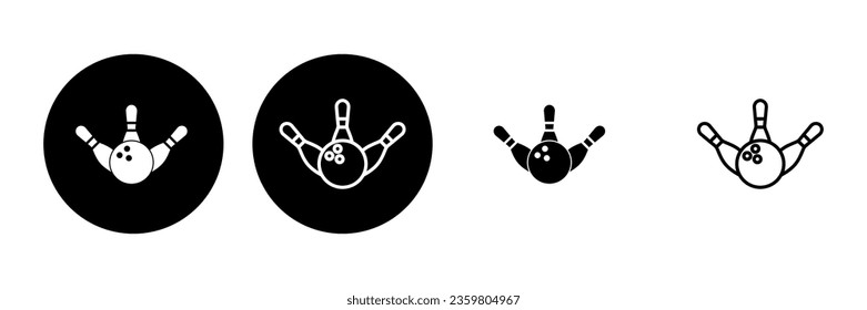 Juego de iconos de bolos. bola de bolos e icono de pin. boliche