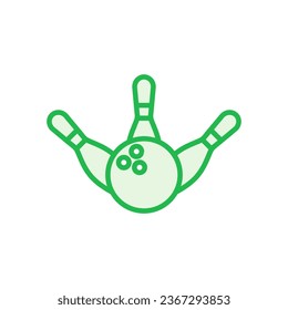 Juego de iconos de bolos. bola de bolos e icono de pin. boliche